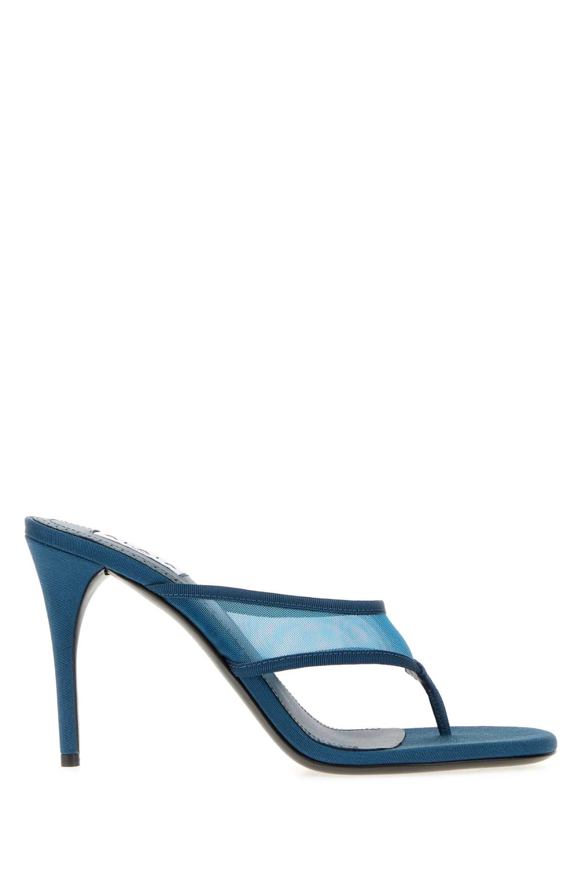 Alaia Women Teal Green Mesh Thong Mules ALAIA