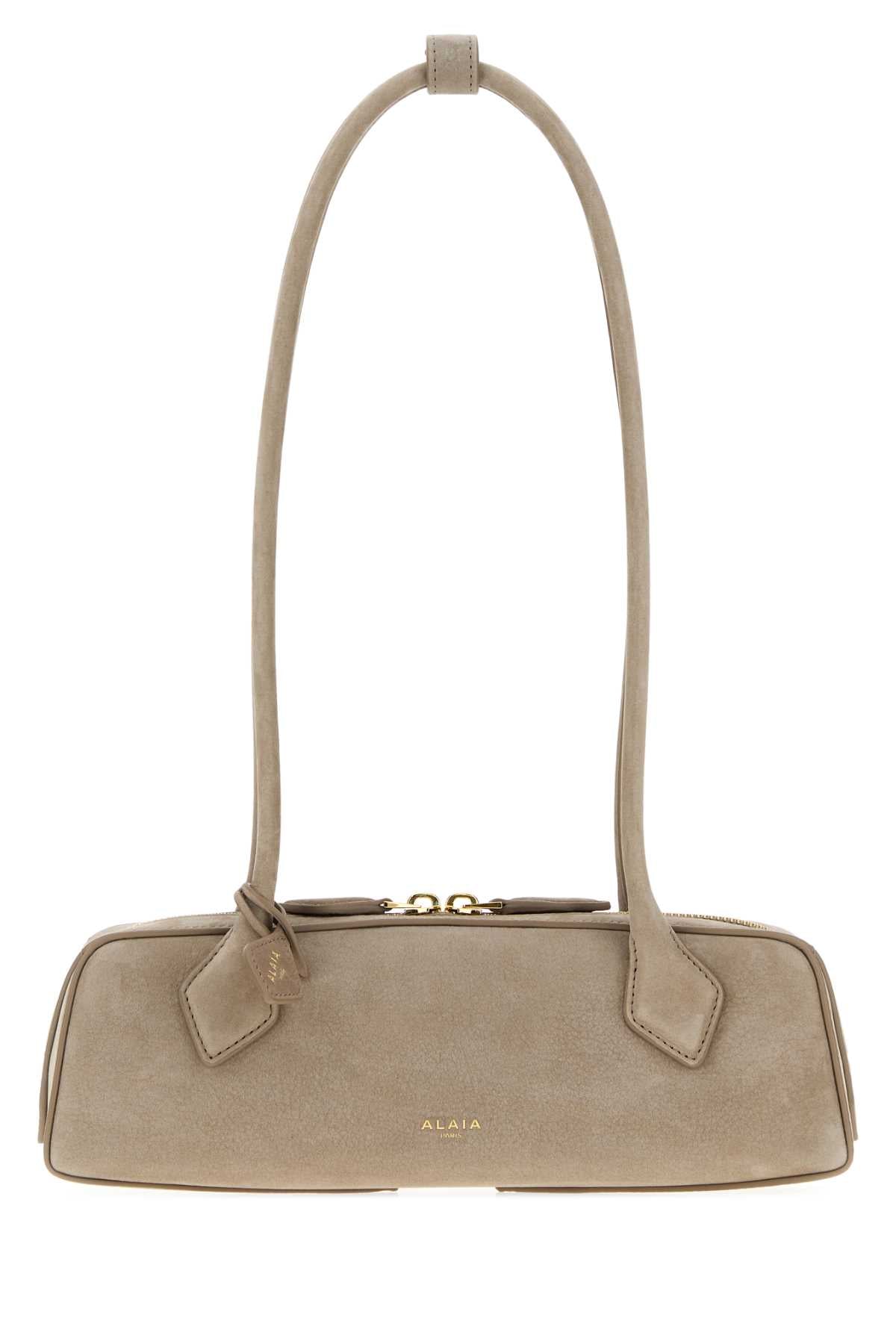Alaia Women Dove Grey Nabuk Teckel Shoulder Bag ALAIA