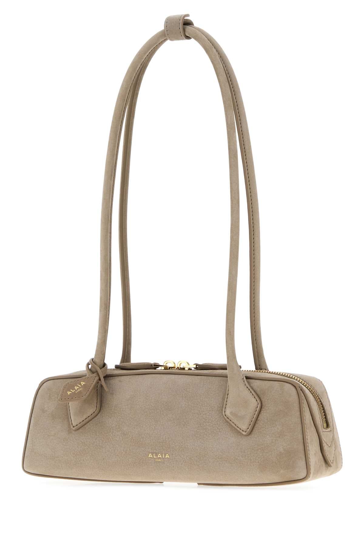 Alaia Women Dove Grey Nabuk Teckel Shoulder Bag ALAIA