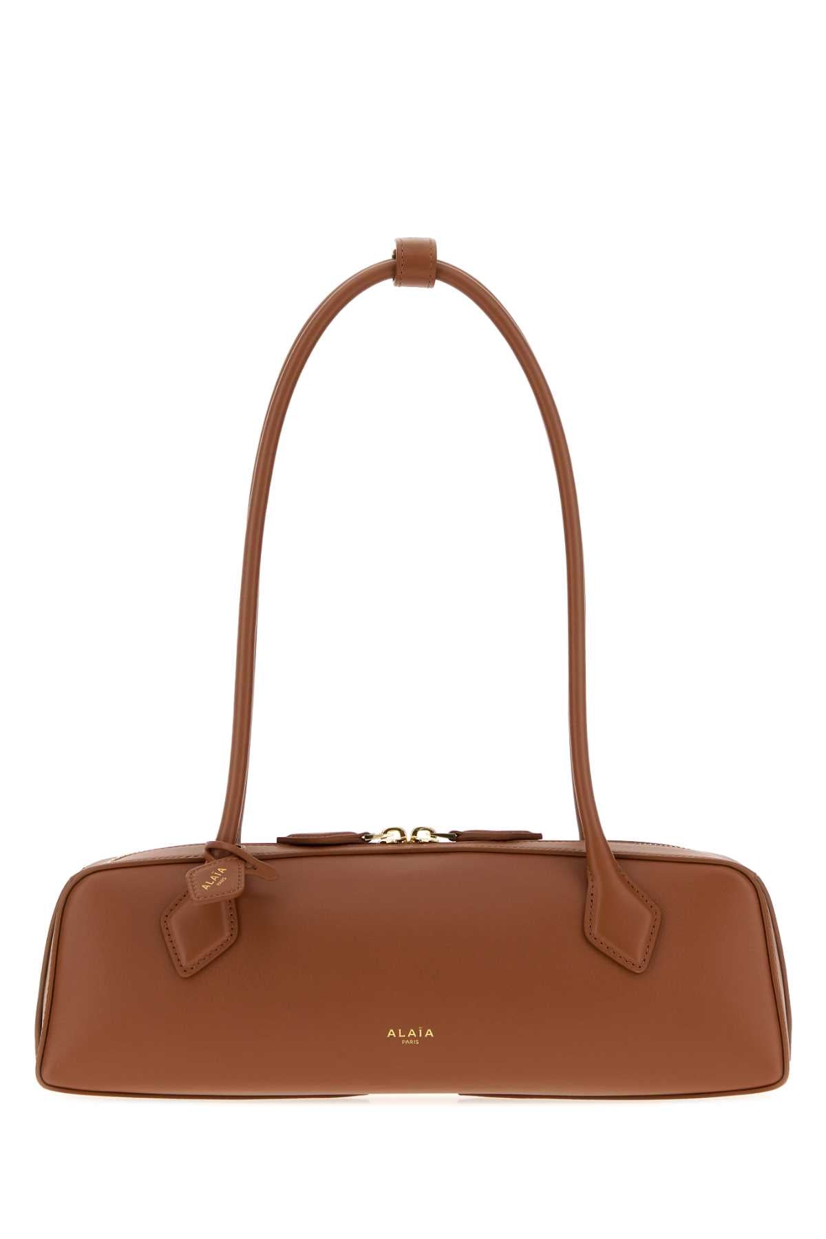 Alaia Women Camel Leather Medium Teckel Shoulder Bag ALAIA