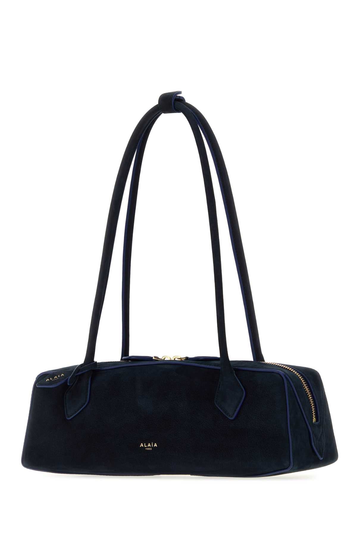 Alaia Women Midnight Blue Suede Medium Le Teckel Shoulder Bag ALAIA