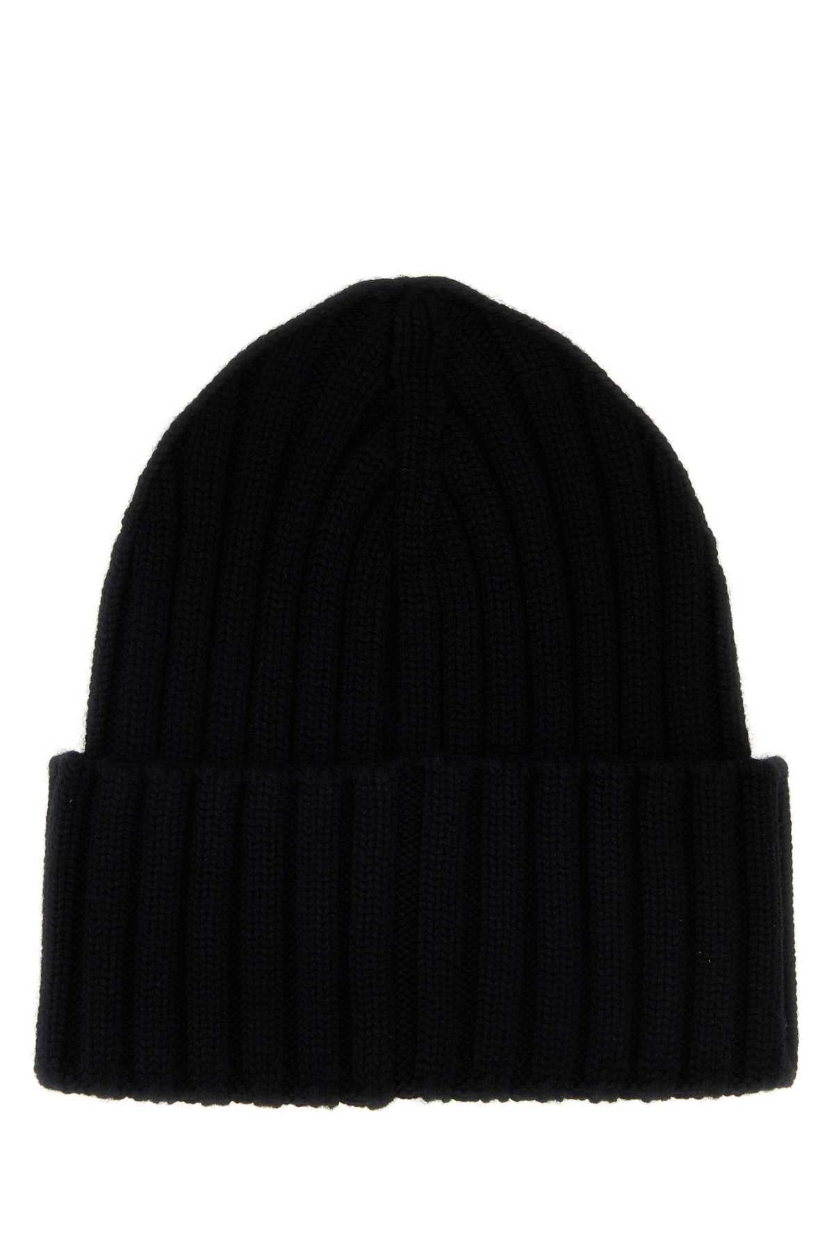 Moncler Women Black Wool Beanie Hat MONCLER