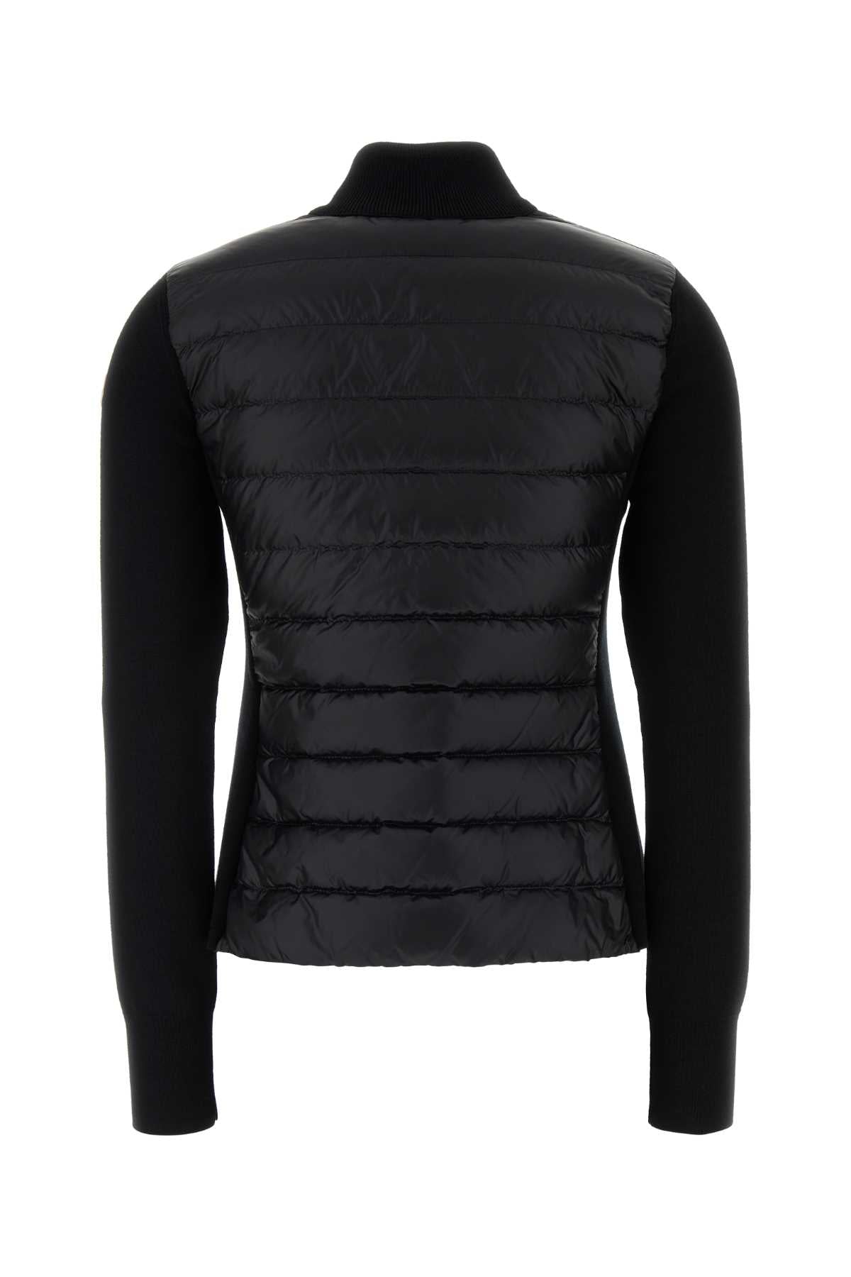Moncler Women Black Nylon And Wool Cardigan MONCLER