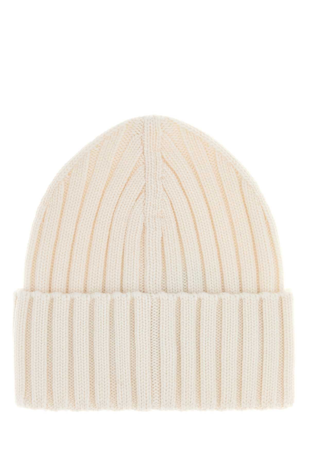 Moncler Women Ivory Wool Beanie Hat MONCLER
