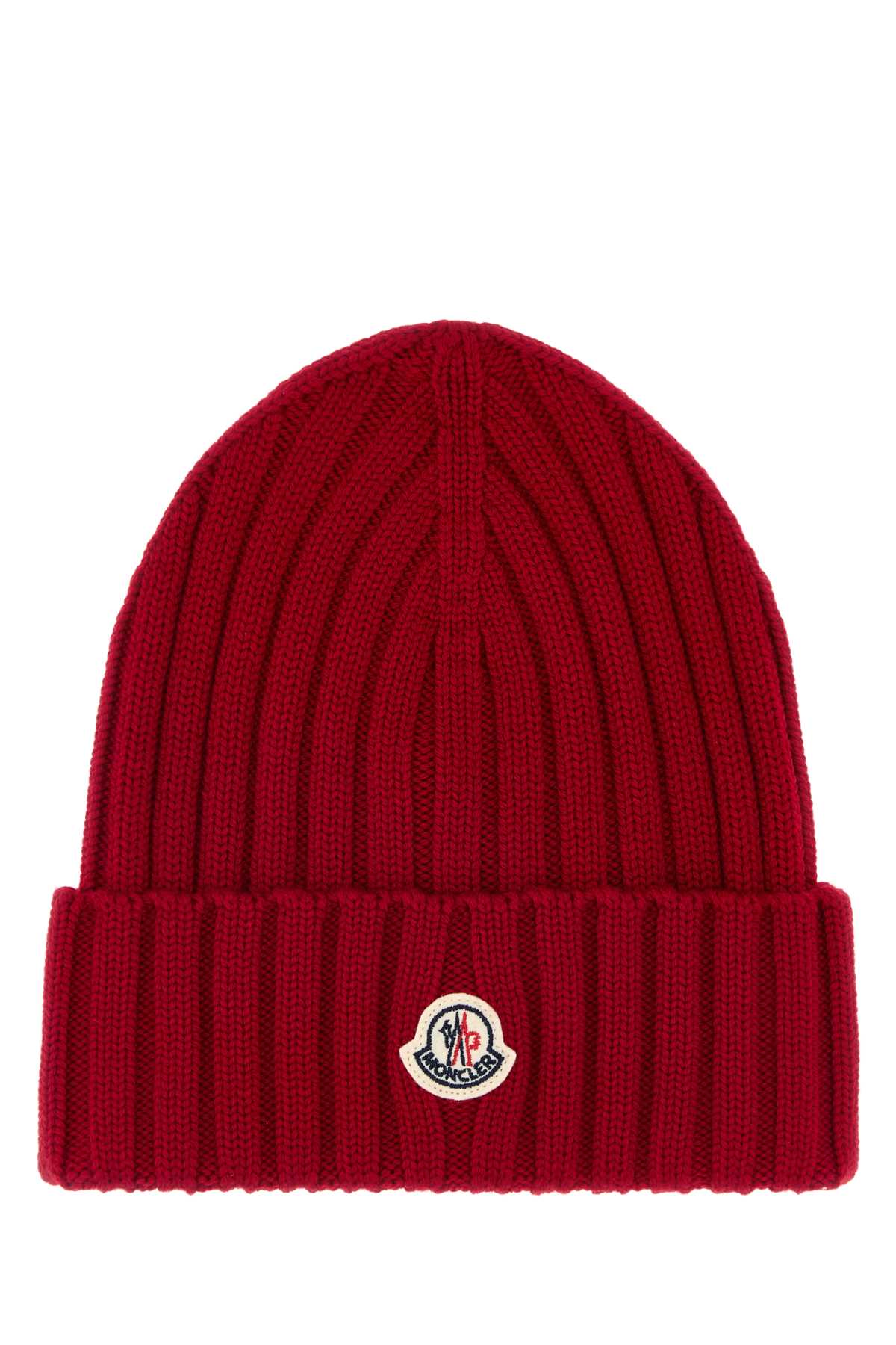 Moncler Women Red Wool Beanie Hat MONCLER