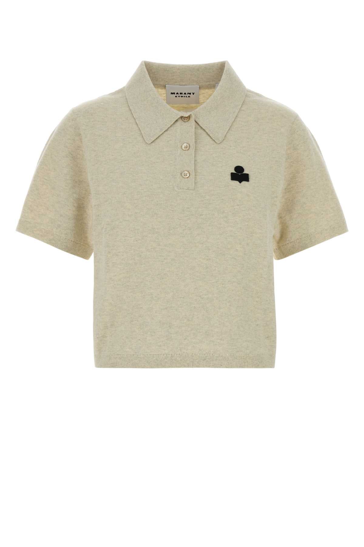 Isabel Marant Etoile Women Melange Grey Cotton Blend Althea Polo Shirt ISABEL MARANT ETOILE