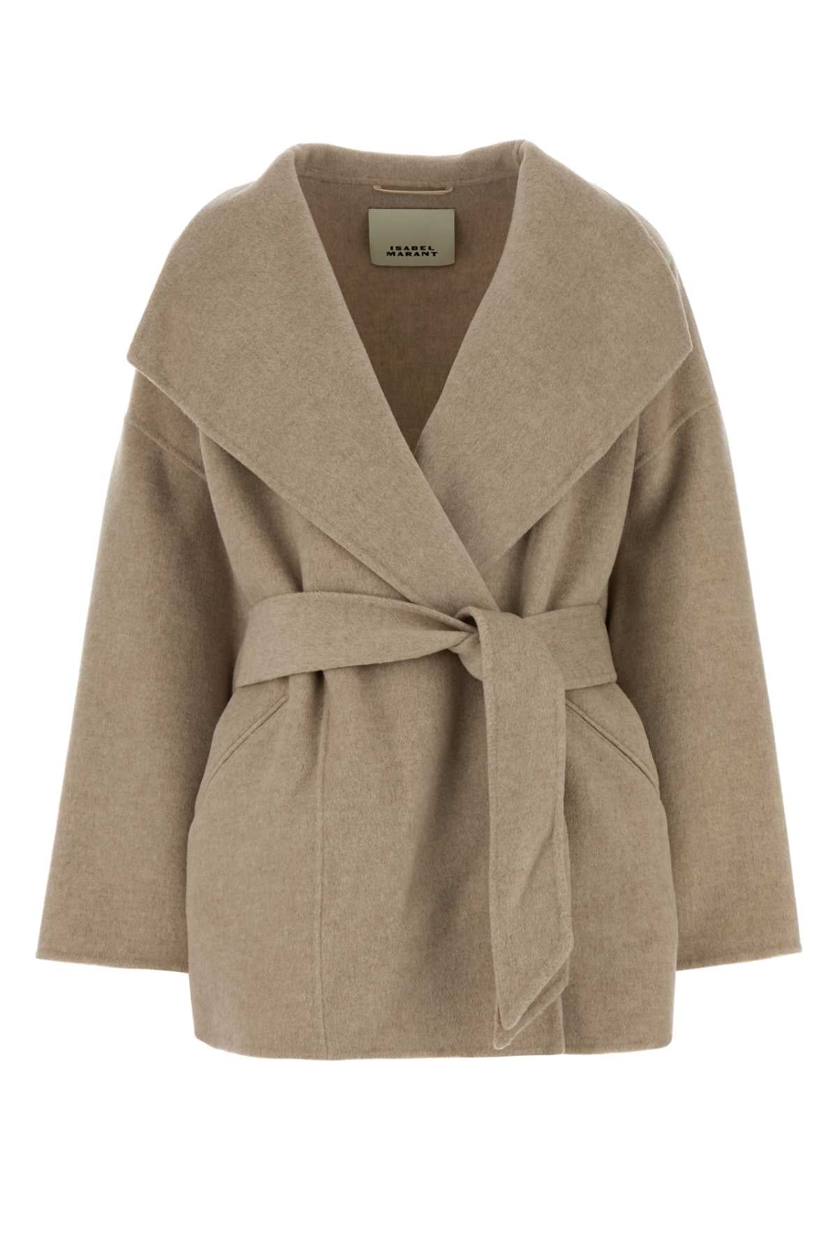 Isabel Marant Women Sand Wool Blend Caeton Coat ISABEL MARANT