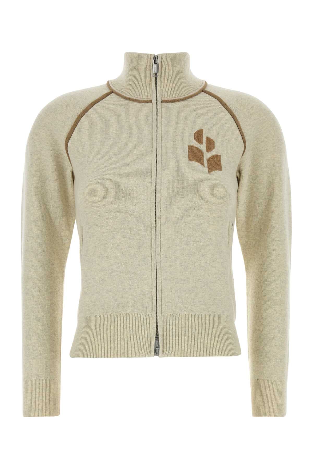 Isabel Marant Etoile Women Melange Cream Stretch Cotton Blend Lanya Cardigan ISABEL MARANT ETOILE