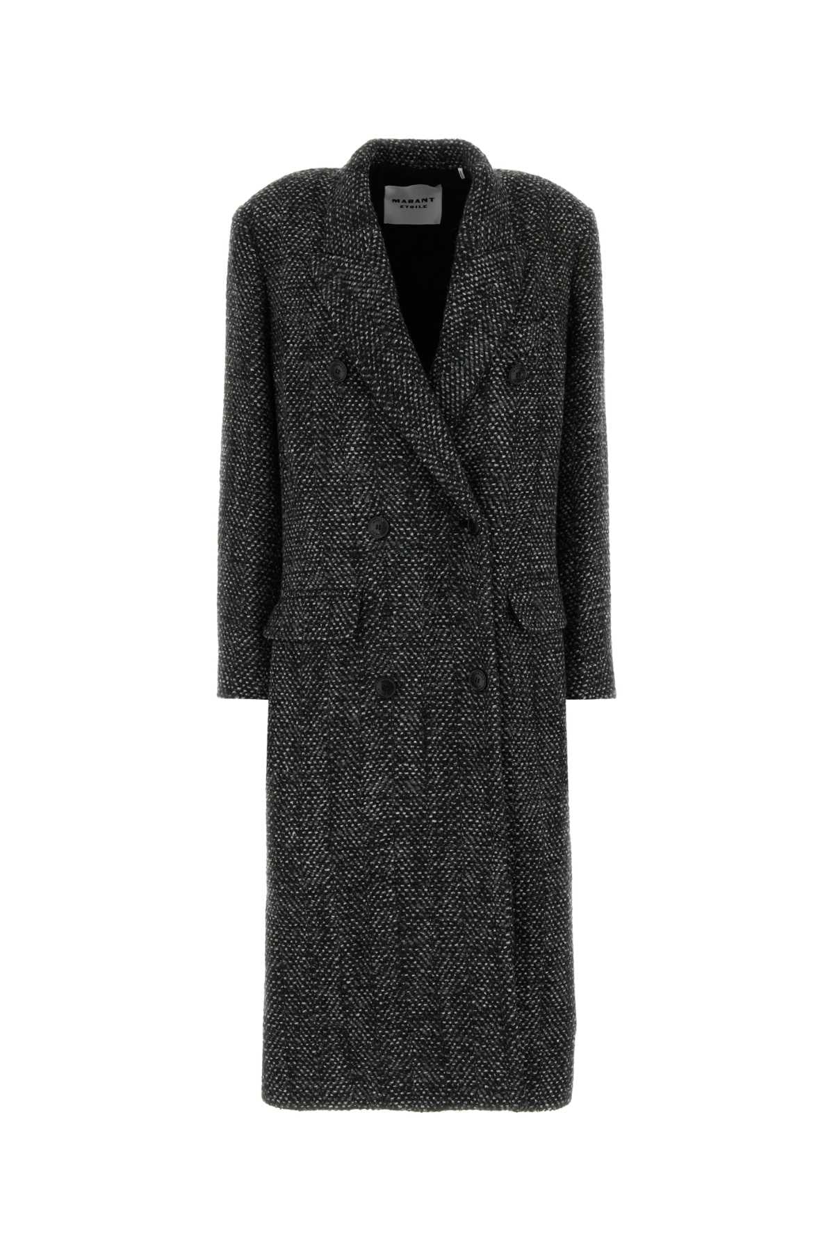 Isabel Marant Etoile Women Melange Charcoal Knit Pilda Coat