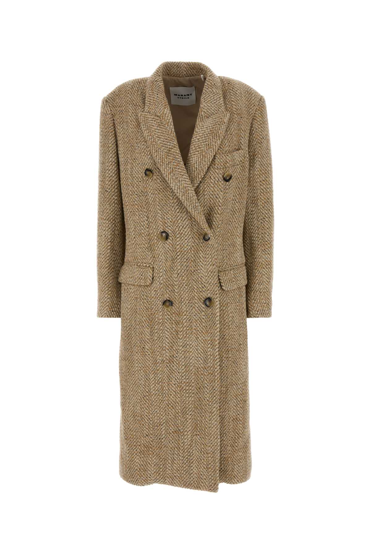 Isabel Marant Etoile Women Melange Beige Knit Pilda Coat ISABEL MARANT ETOILE