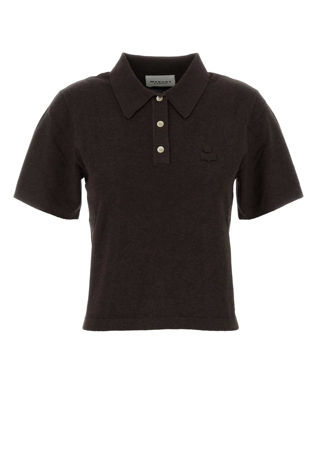 Isabel Marant Etoile Women Chocolate Cotton Blend Althea Polo Shirt ISABEL MARANT ETOILE