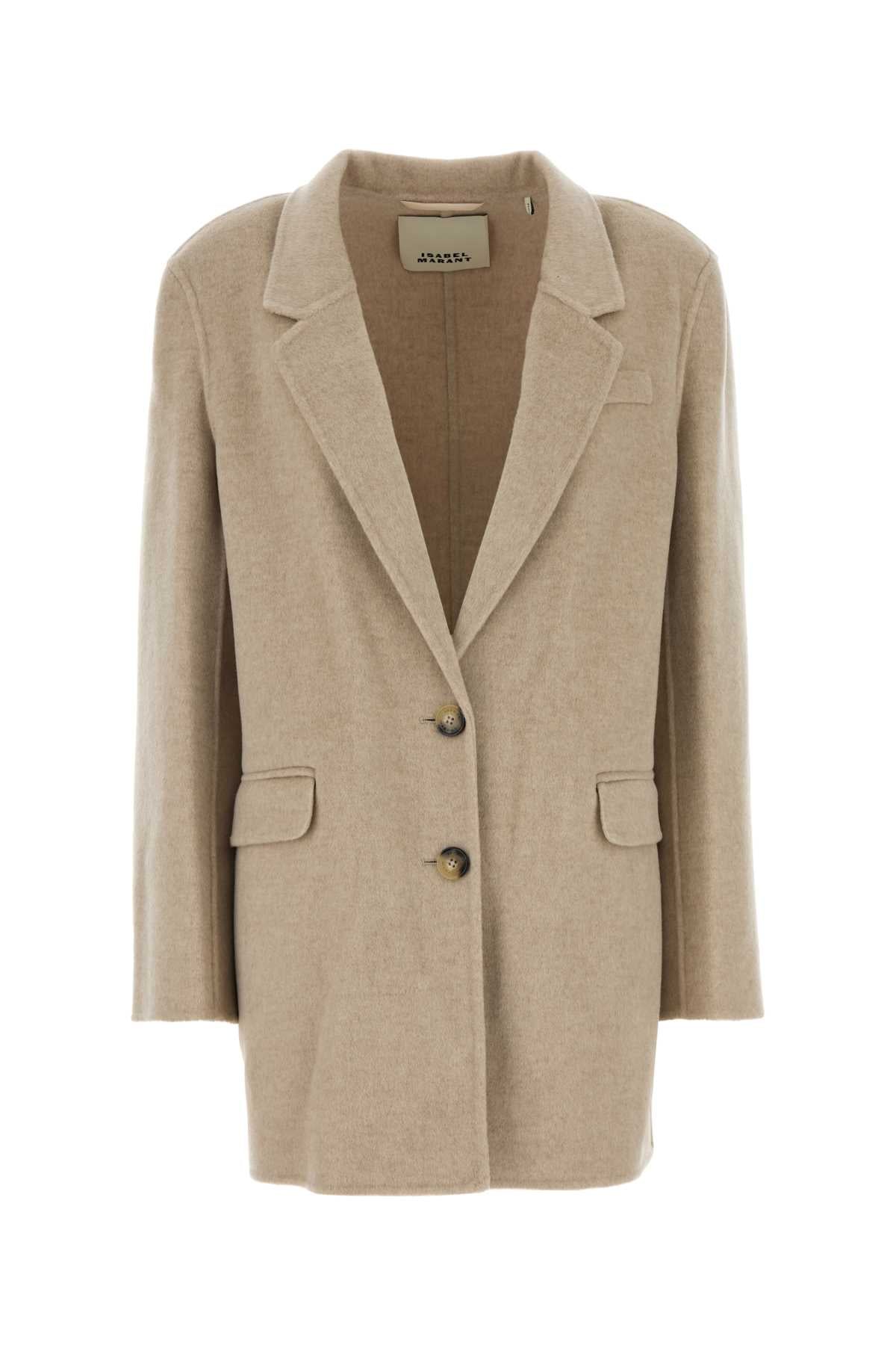 Isabel Marant Women Sand Wool Blend Oversize Colbya Blazer ISABEL MARANT