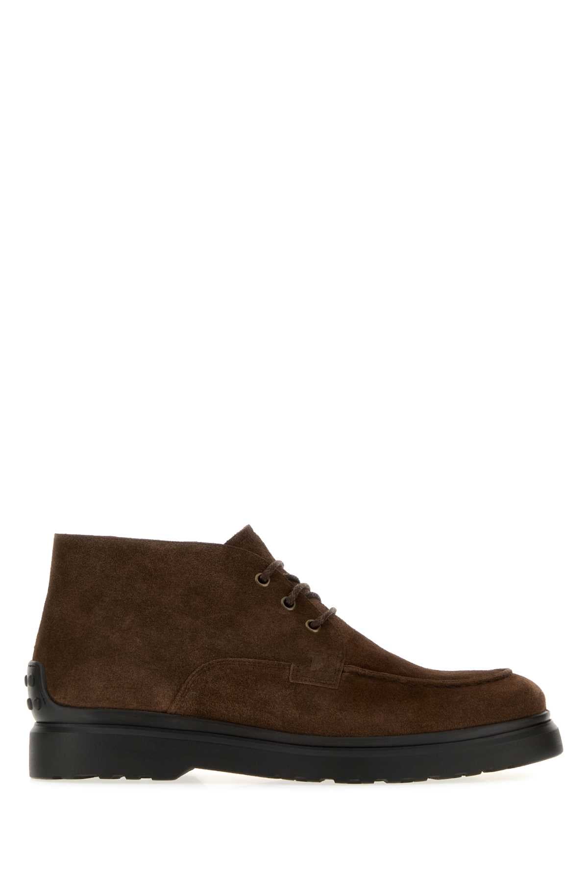 Tod's Men Chocolate Suede Ankle Boots TOD'S