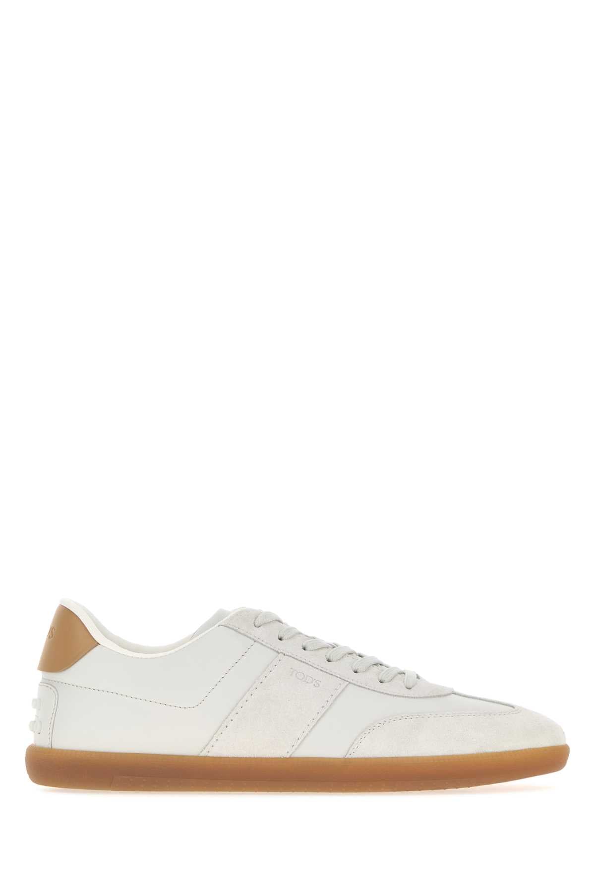 Tod's Men Chalk Leather And Suede Sneakers TOD'S