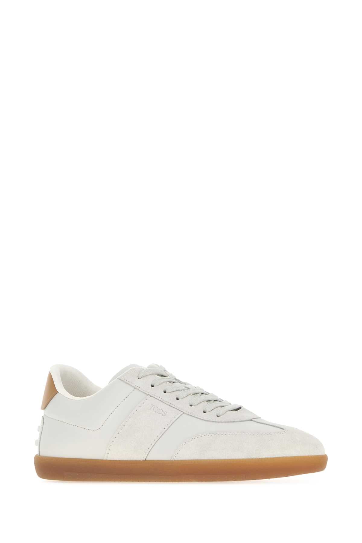 Tod's Men Chalk Leather And Suede Sneakers TOD'S