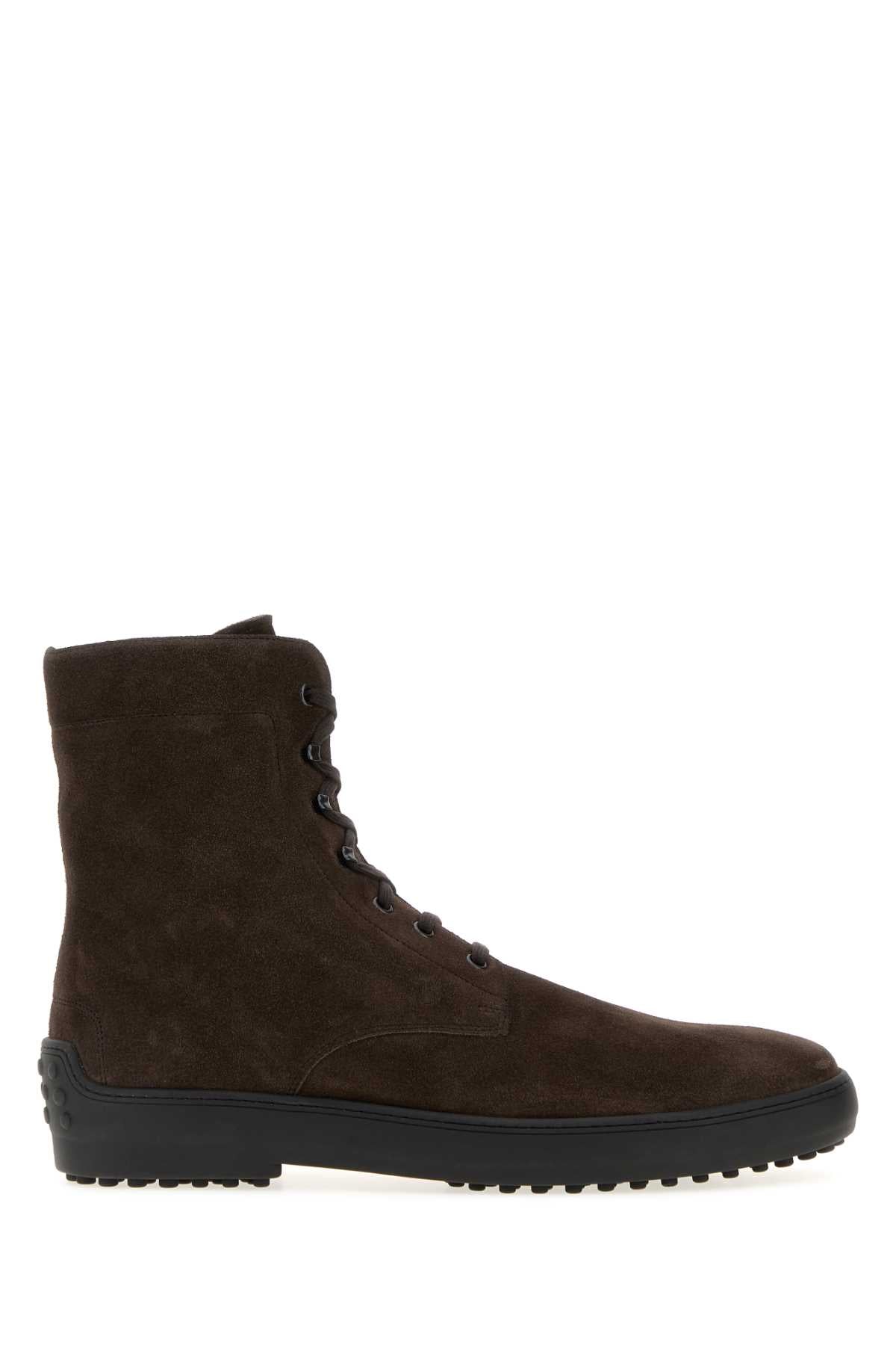 Tod's Men Dark Brown Suede Ankle Boots TOD'S