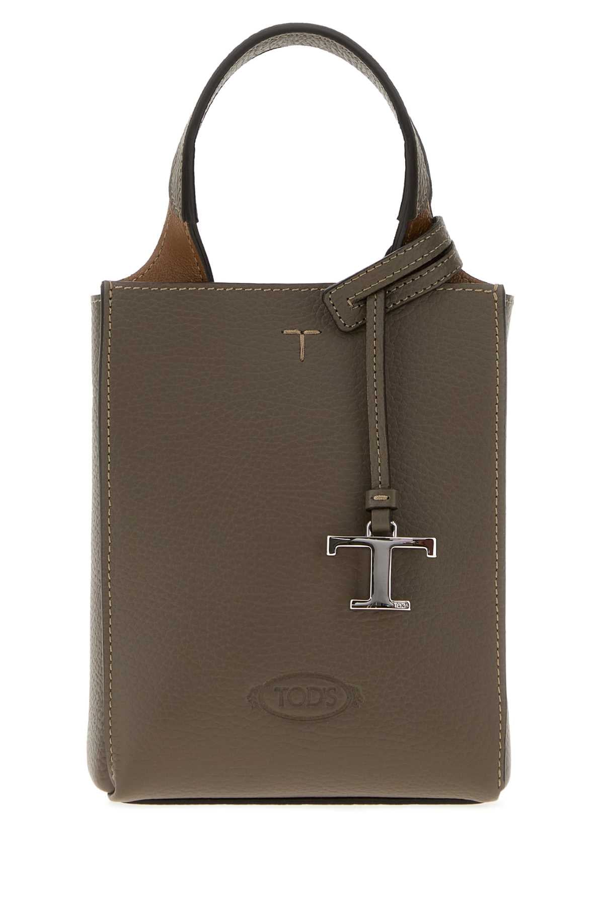 Tod's Women Dove Grey Leather Phone Holder TOD'S