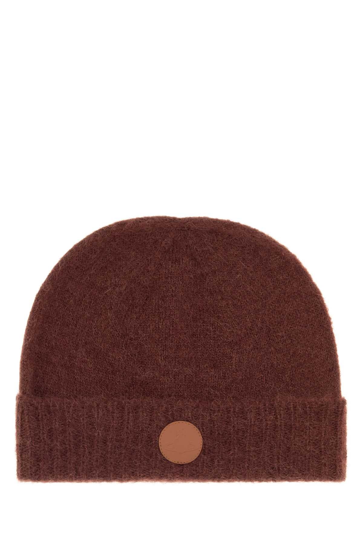 Vivienne Westwood Women Brown Alpaca Blend Fluffy Beanie Hat VIVIENNE WESTWOOD