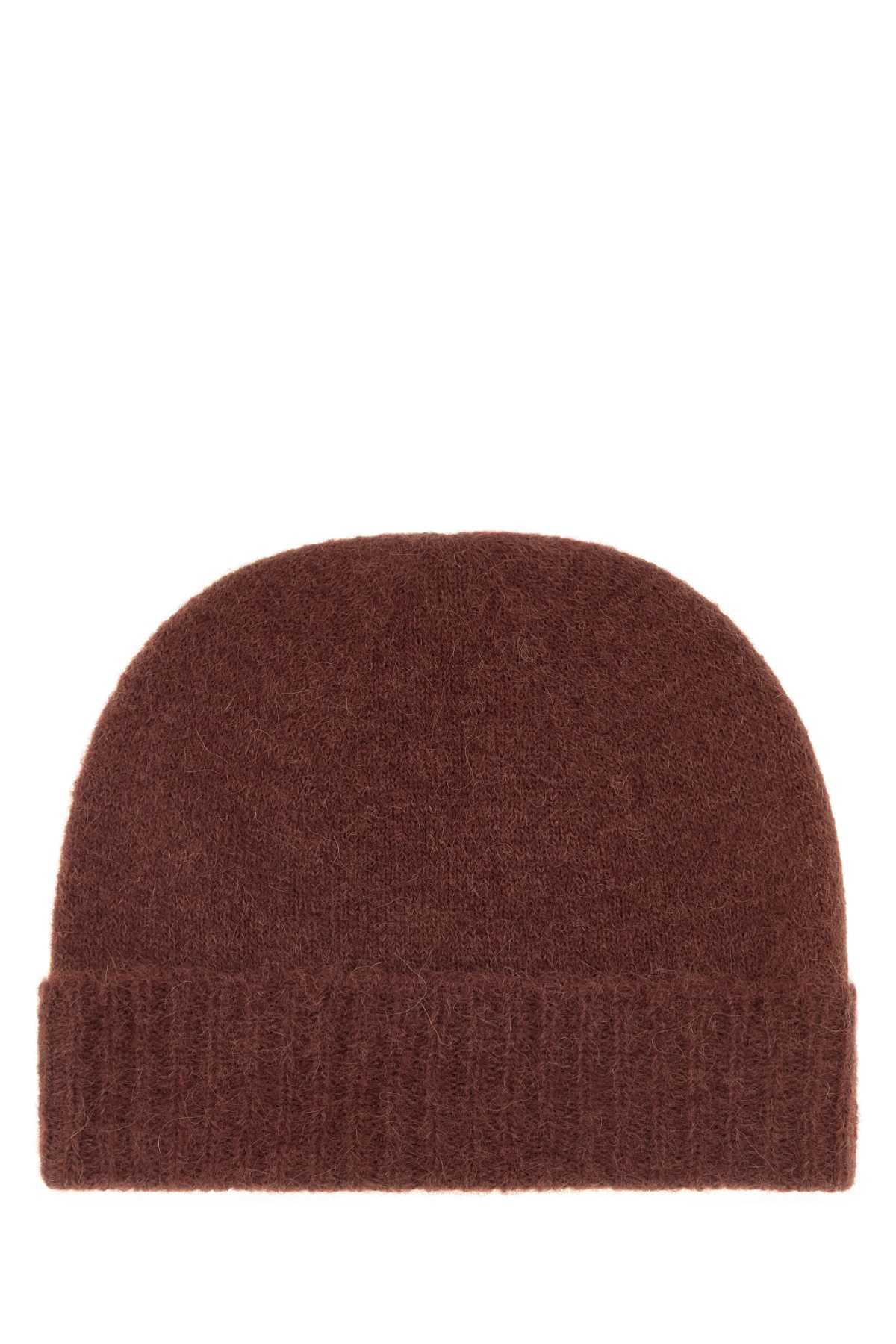 Vivienne Westwood Women Brown Alpaca Blend Fluffy Beanie Hat VIVIENNE WESTWOOD
