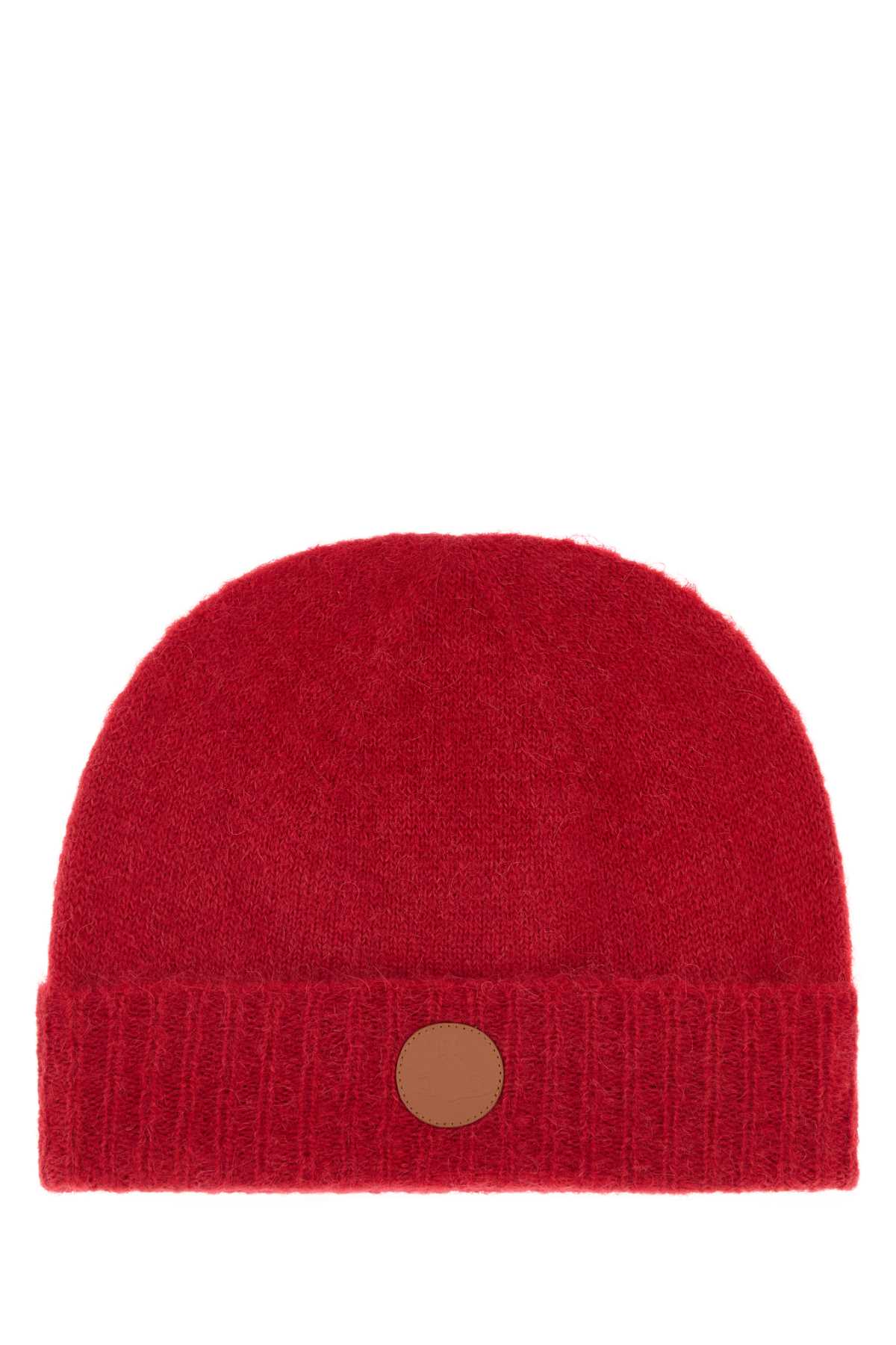 Vivienne Westwood Women Red Alpaca Blend Fluffy Beanie Hat VIVIENNE WESTWOOD