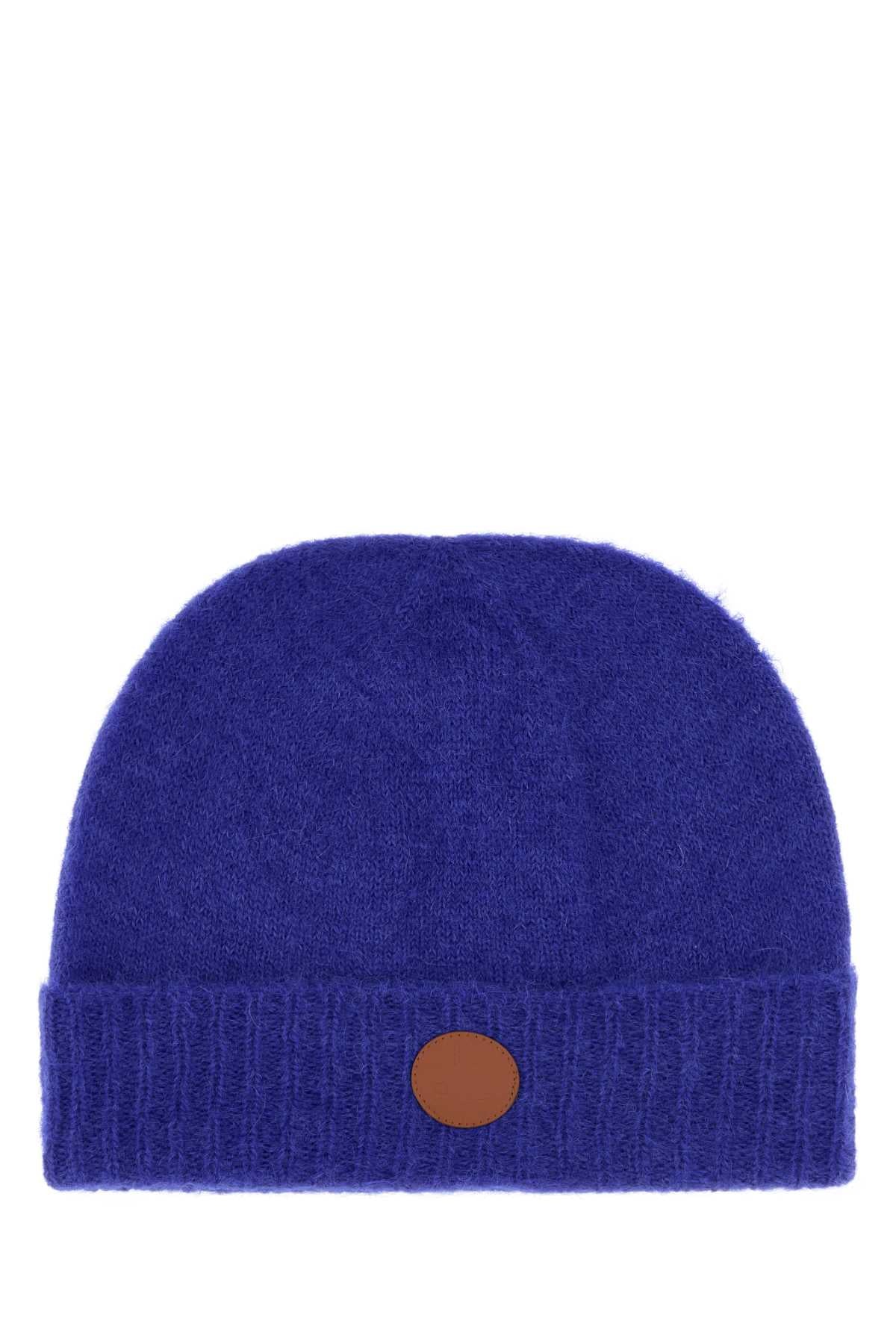 Vivienne Westwood Women Blue Alpaca Blend Fluffy Beanie Hat VIVIENNE WESTWOOD