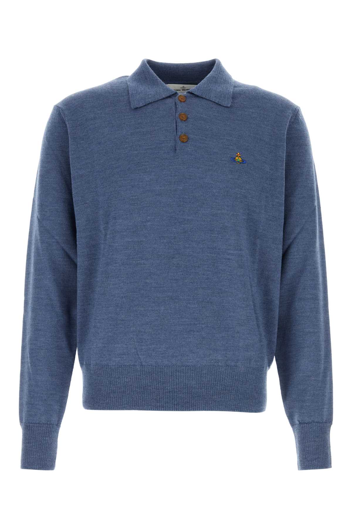 Vivienne Westwood Men Air Force Blue Wool Mark Polo Shirt VIVIENNE WESTWOOD