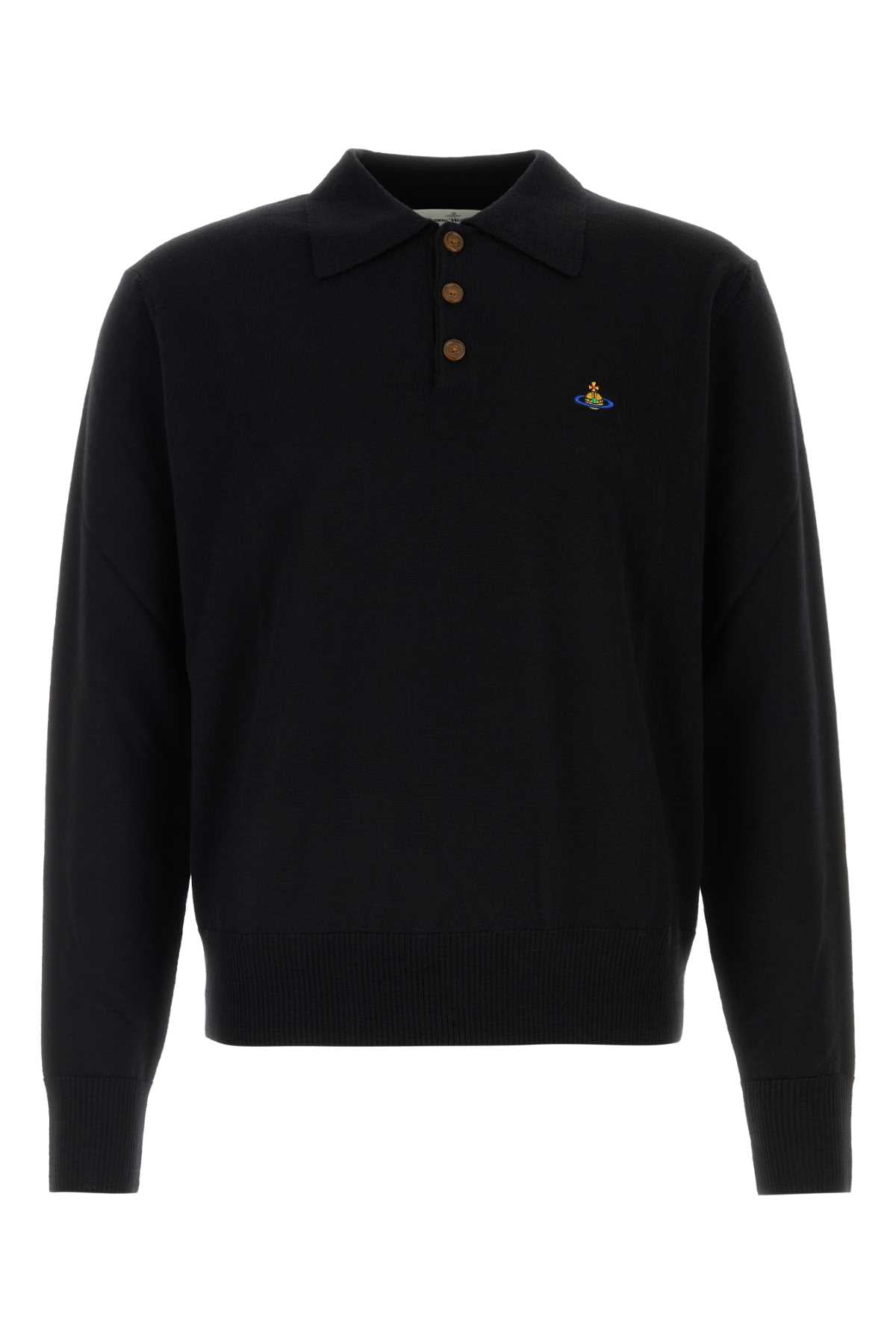 Vivienne Westwood Men Black Wool Mark Polo Shirt VIVIENNE WESTWOOD