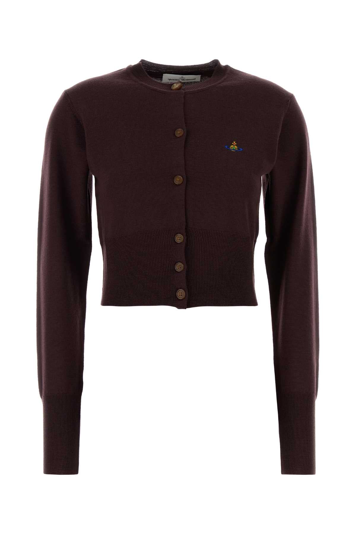 Vivienne Westwood Women Aubergine Wool Bea Cardigan VIVIENNE WESTWOOD