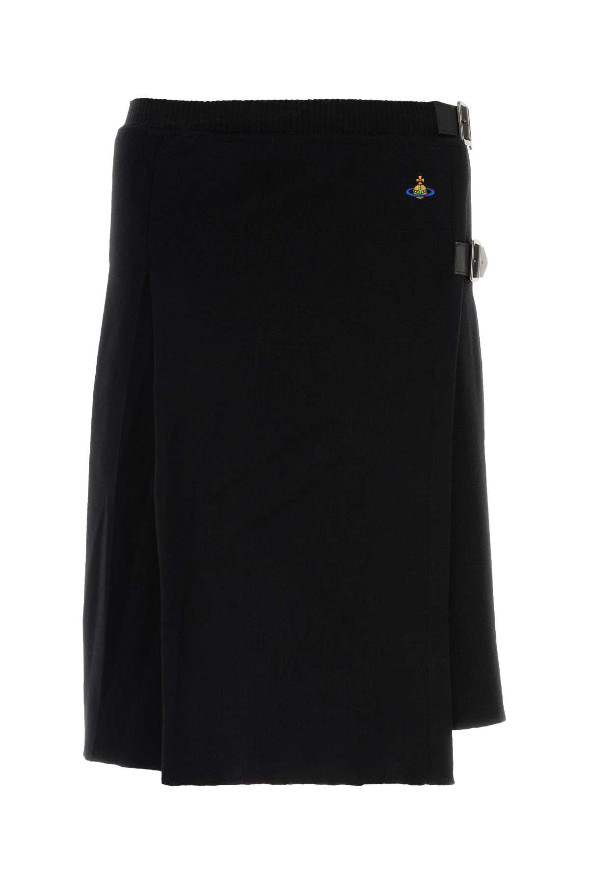 Vivienne Westwood Men Black Wool Alex Skirt VIVIENNE WESTWOOD