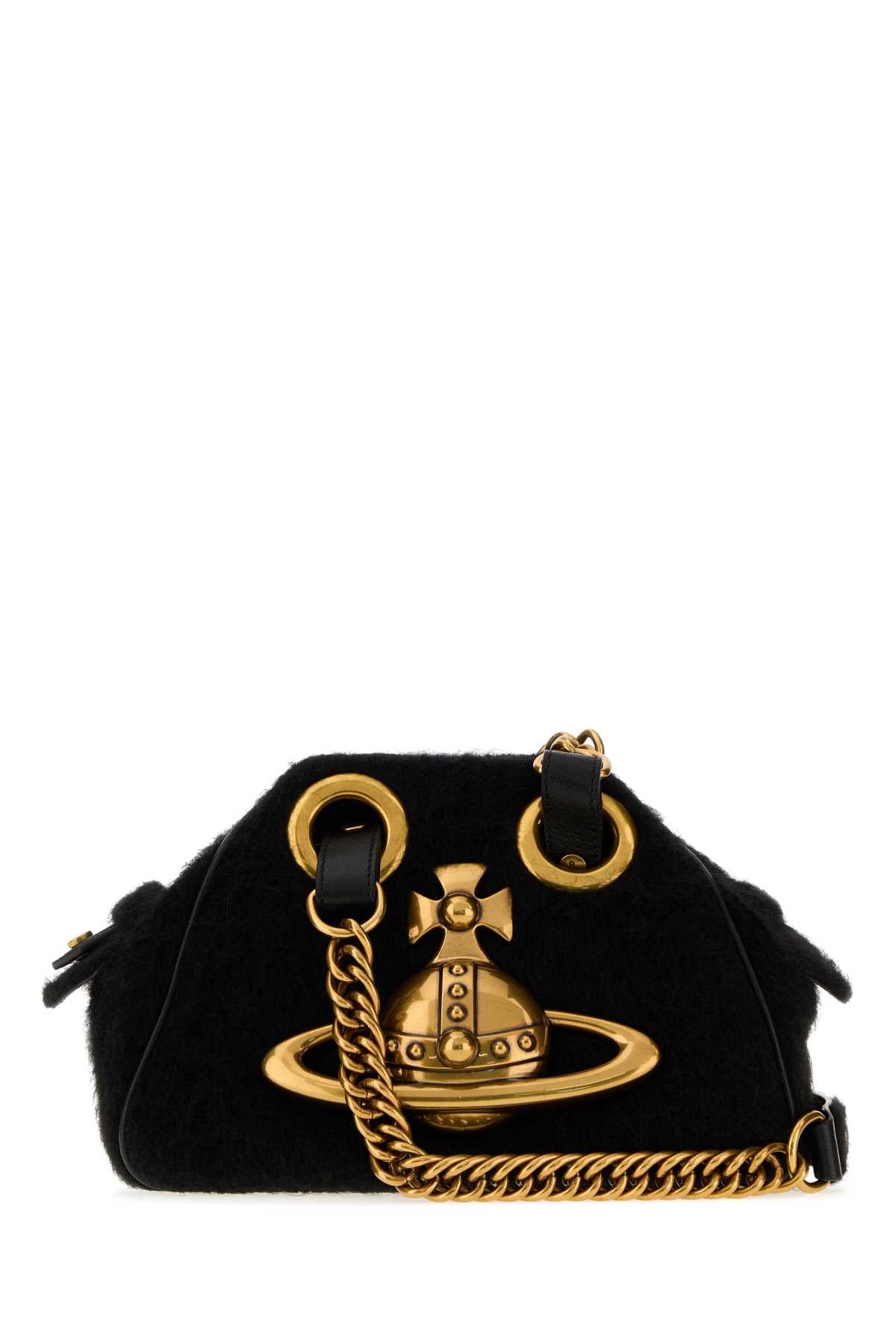 Vivienne Westwood Women Black Fabric Archive Orb Chain Shoulder Bag VIVIENNE WESTWOOD