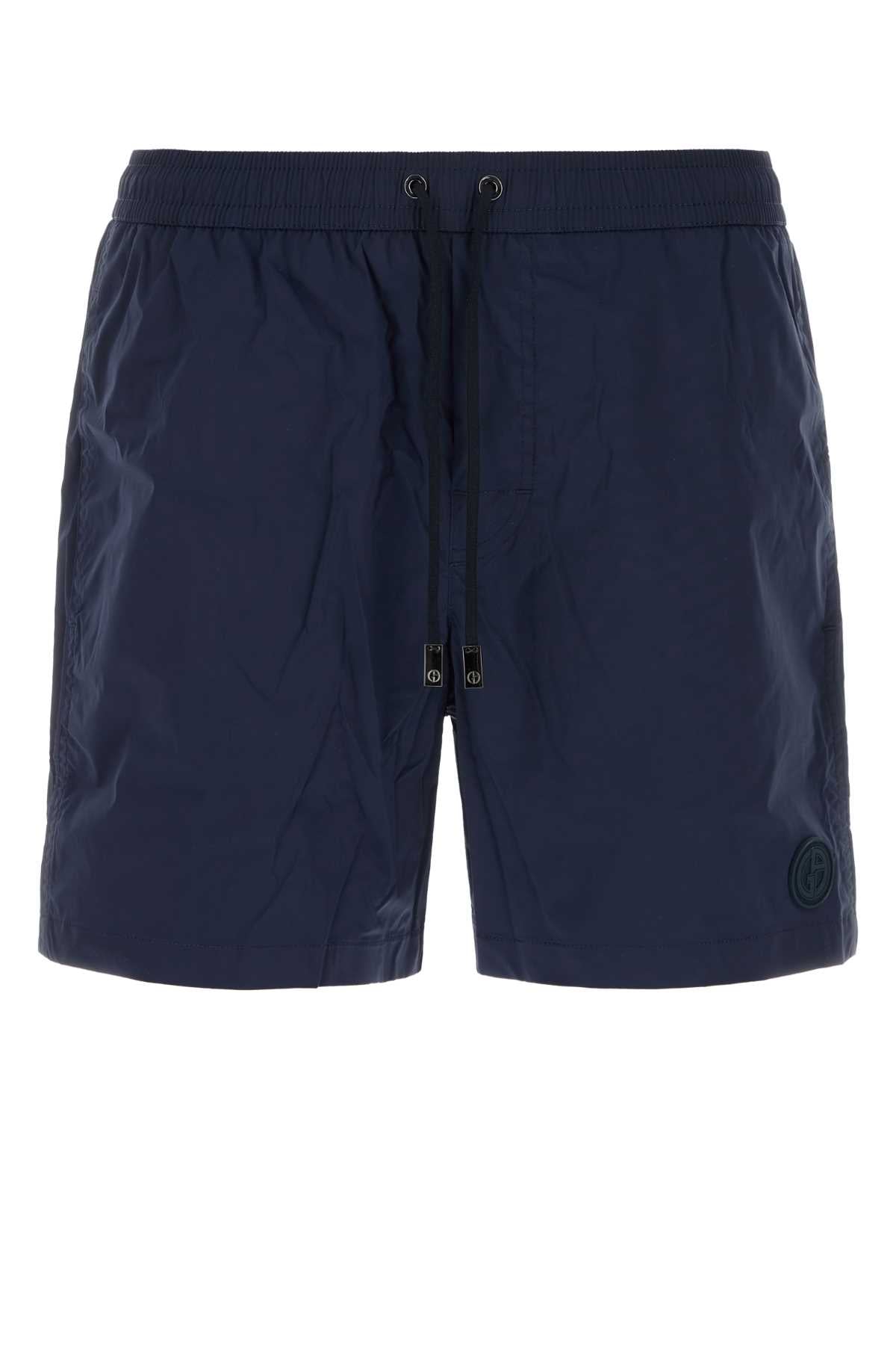 Giorgio Armani Men Navy Blue Stretch Nylon Swimming Shorts GIORGIO ARMANI
