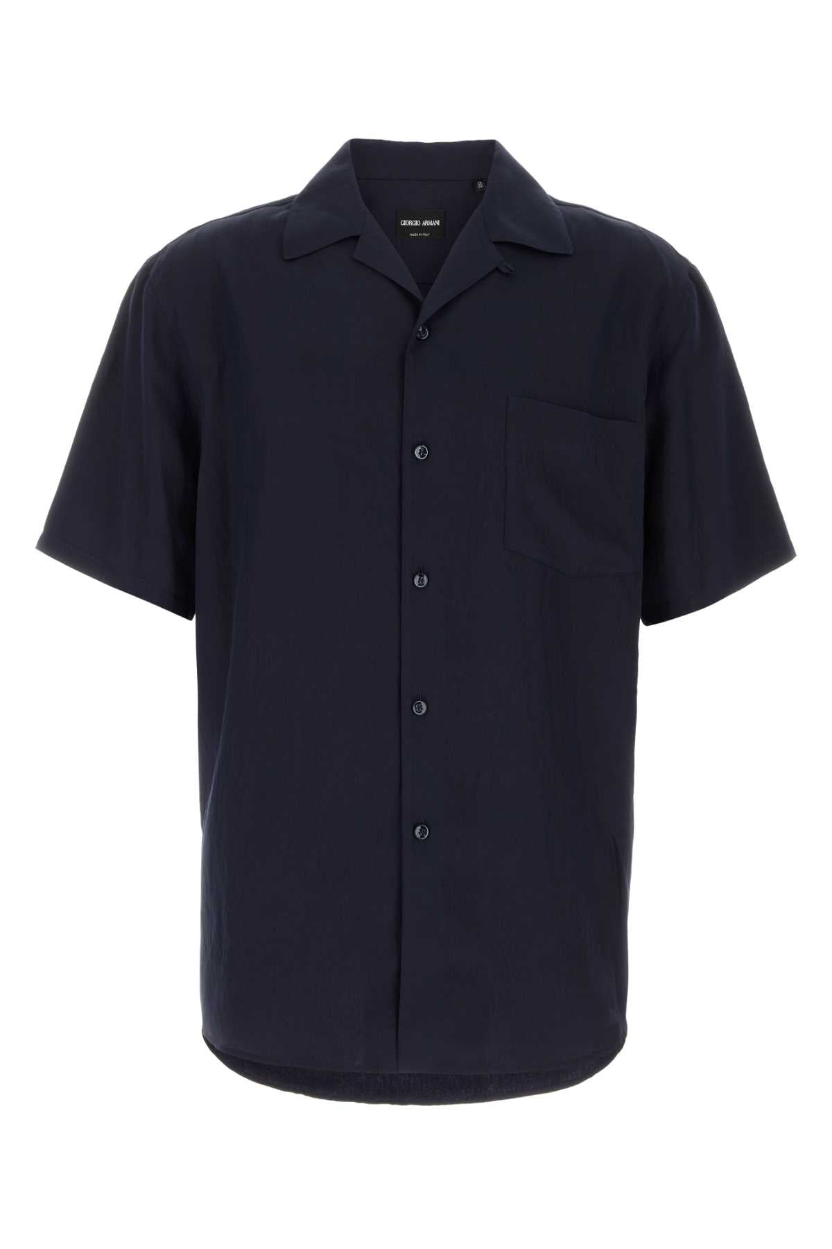 Giorgio Armani Men Navy Blue Viscose Blend Shirt GIORGIO ARMANI