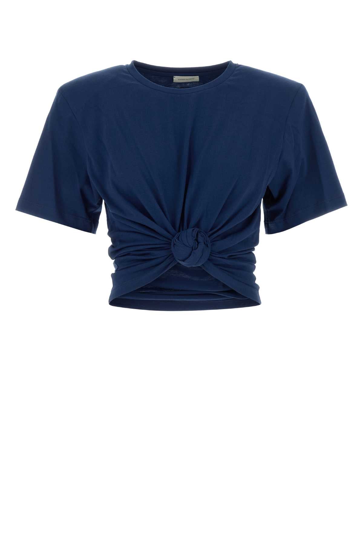Magda Butrym Women Navy Blue Cotton T-Shirt MAGDA BUTRYM