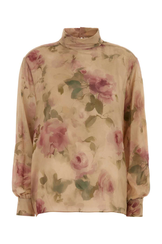Magda Butrym Women Printed Stretch Silk Blouse MAGDA BUTRYM