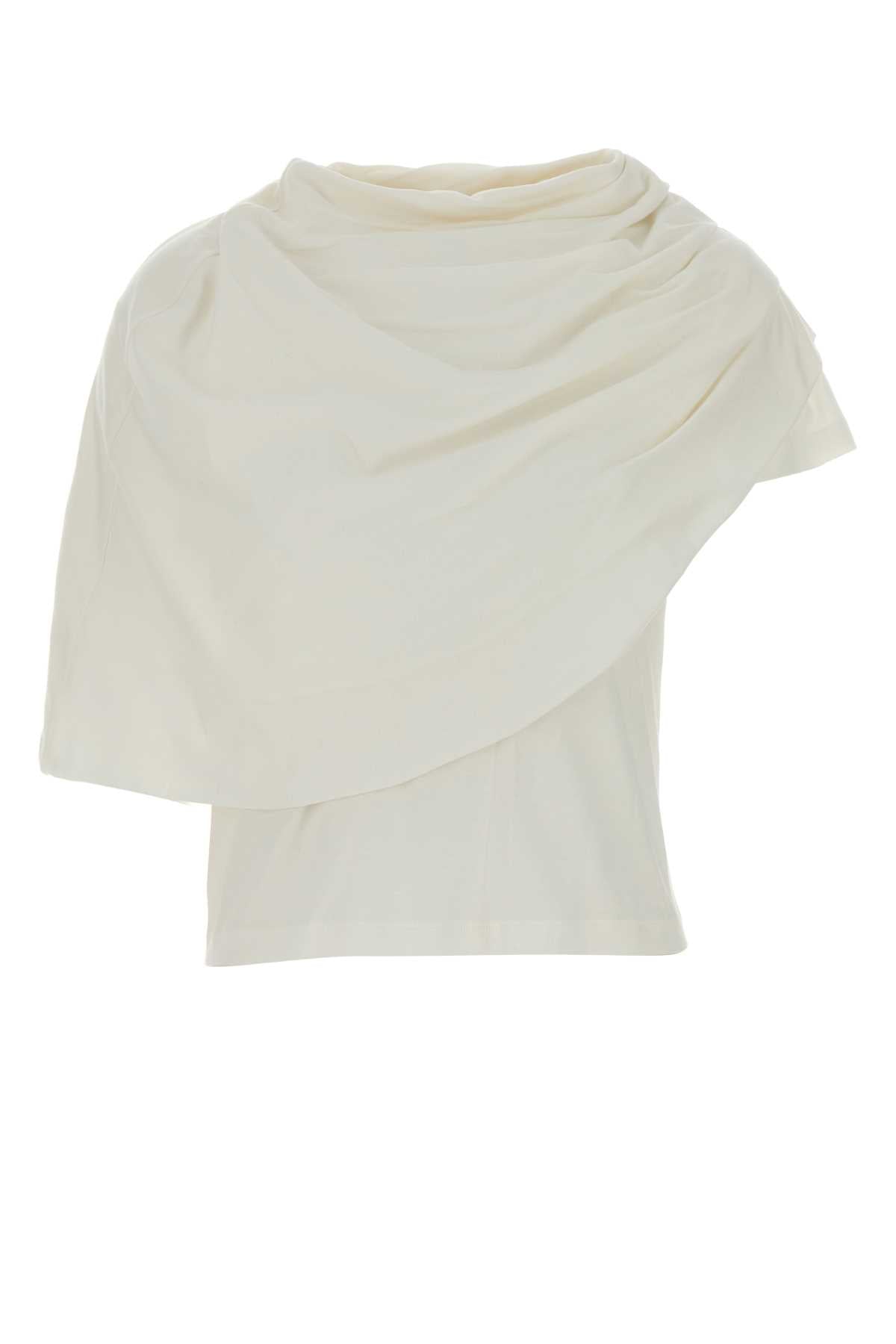 Magda Butrym Women White Cotton Blend T-Shirt MAGDA BUTRYM