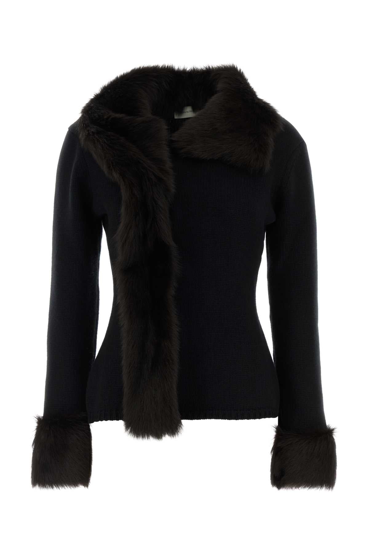 Magda Butrym Women Black Wool Blend Cardigan MAGDA BUTRYM