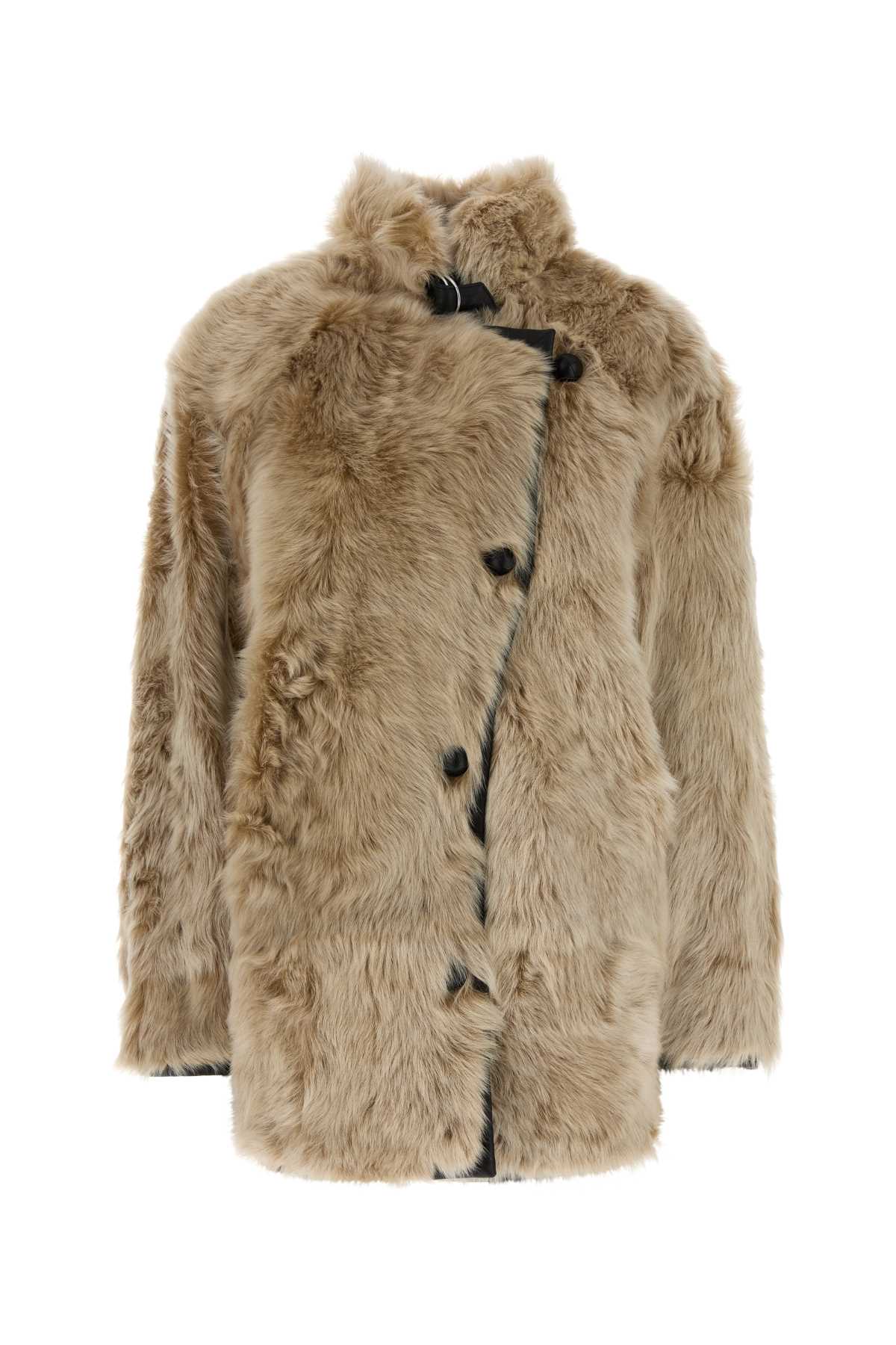 Isabel Marant Women Beige Rema Fur Coat ISABEL MARANT