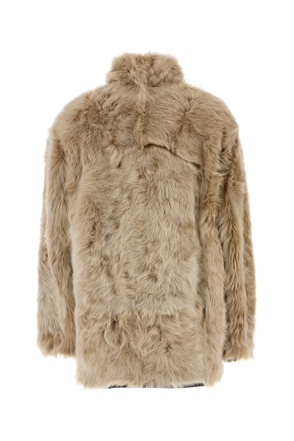 Isabel Marant Women Beige Rema Fur Coat ISABEL MARANT