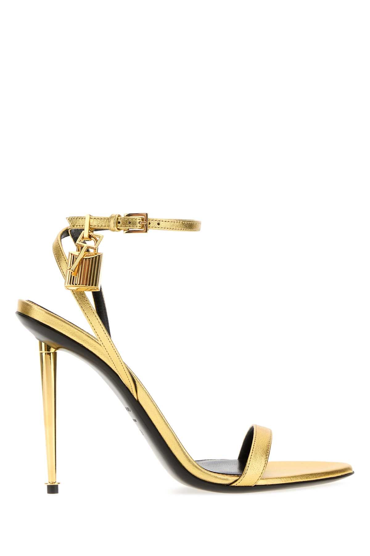 Tom Ford Women Gold Leather Sandals TOM FORD