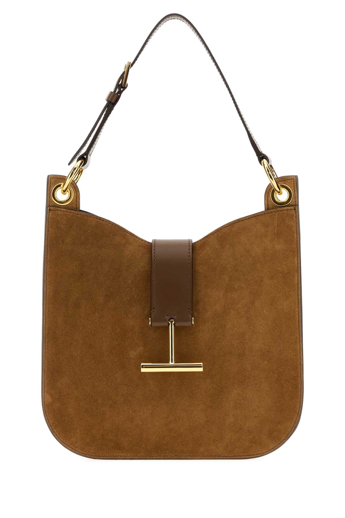Tom Ford Women Camel Suede Shoulder Bag TOM FORD