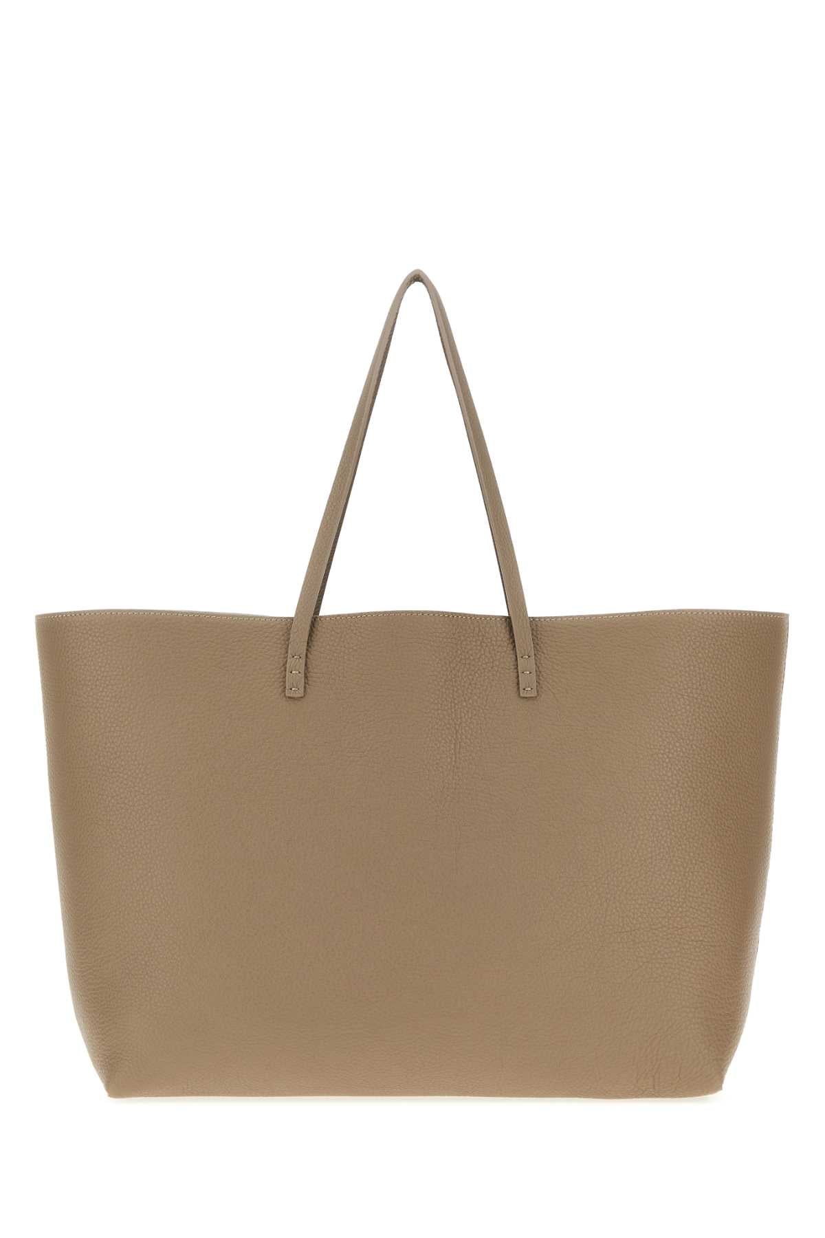 Fendi Women Dove Grey Leather Medium Roll Shopping Bag FENDI