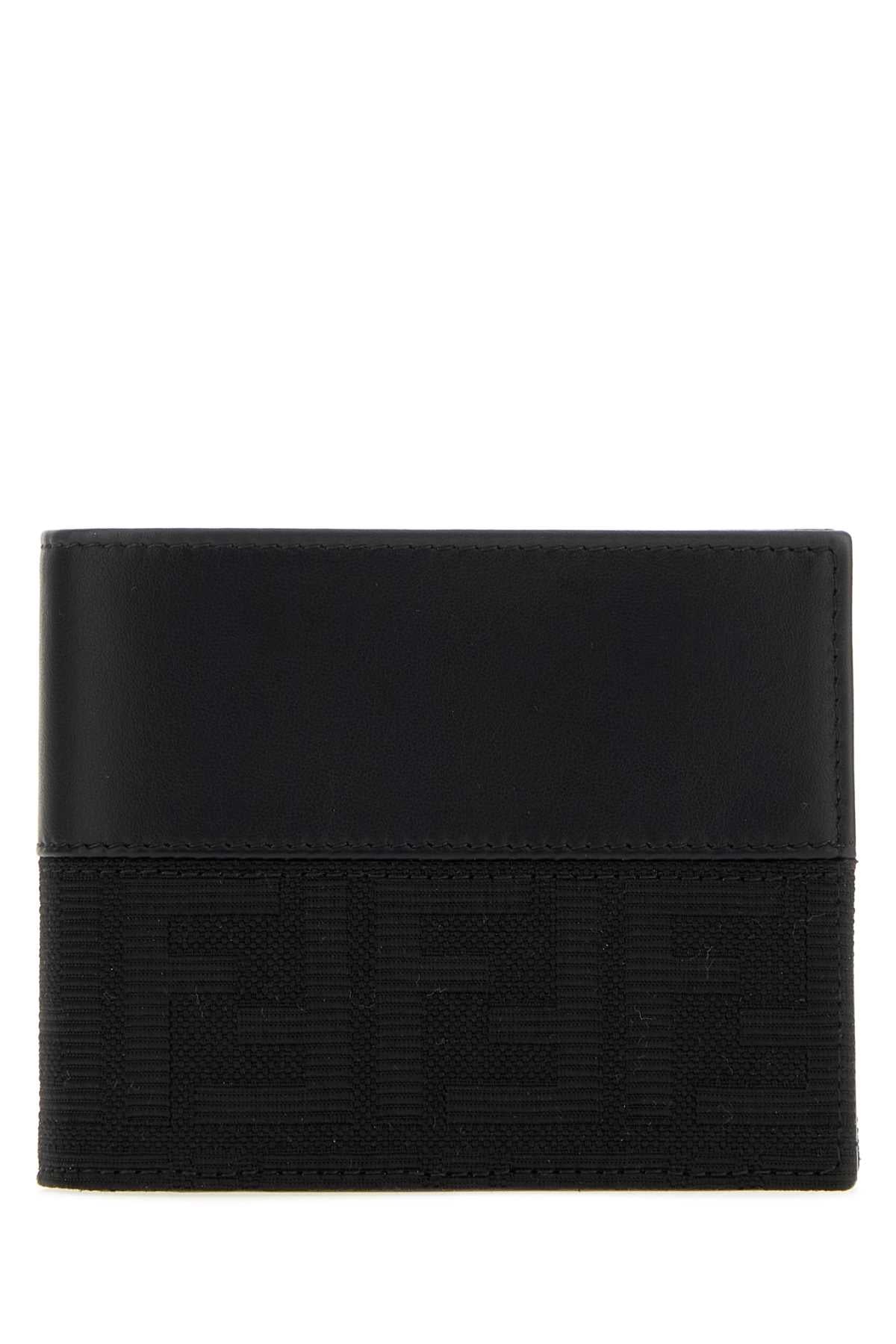 Fendi Men Black Jacquard And Leather Ff Wallet FENDI