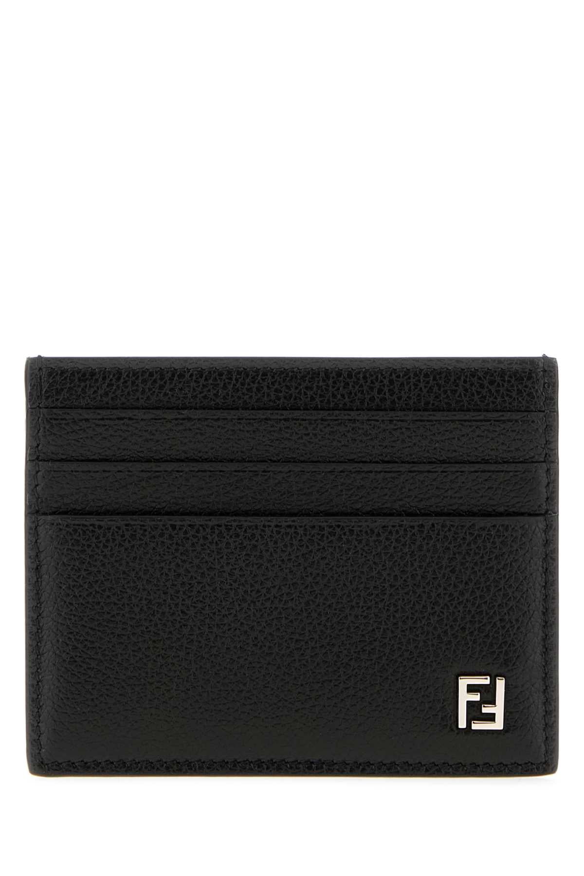 Fendi Men Black Leather Ff Card Holder FENDI