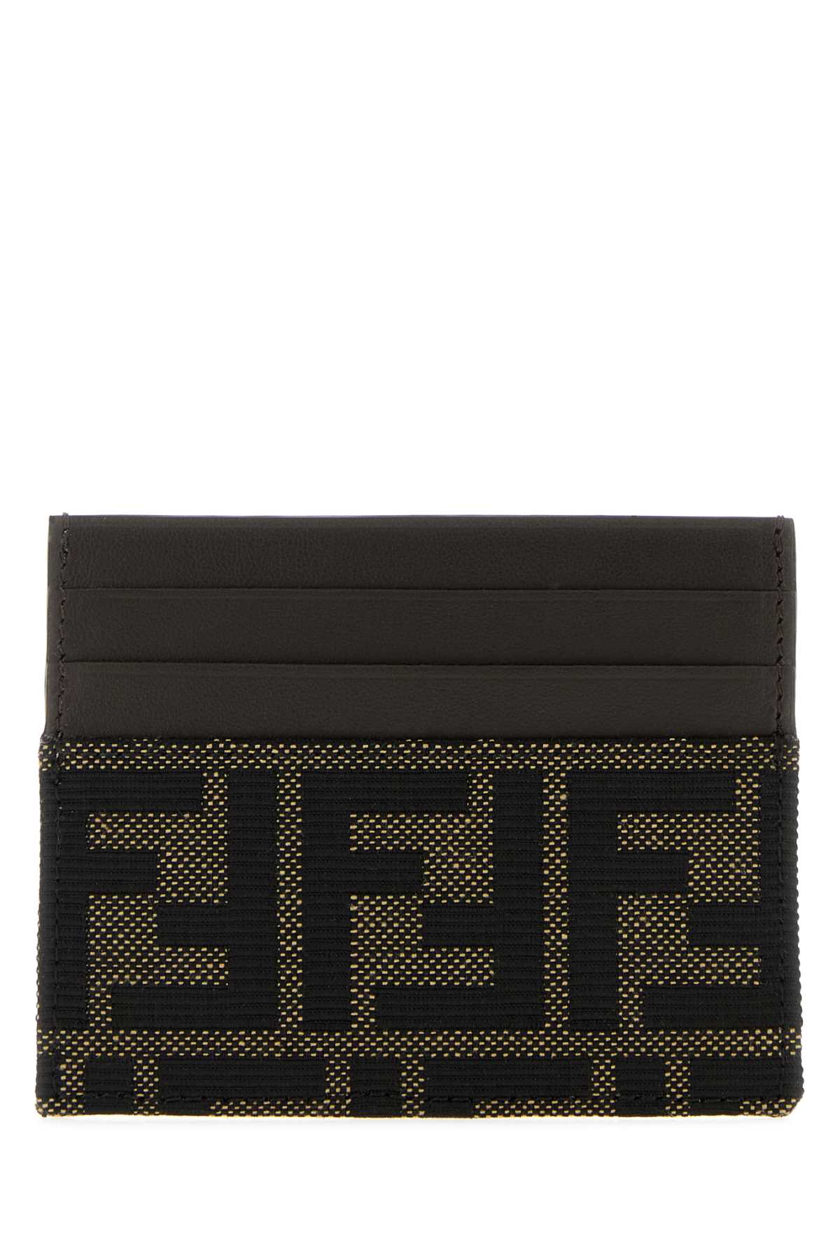 Fendi Men Brown Jacquard Ff Card Holder FENDI