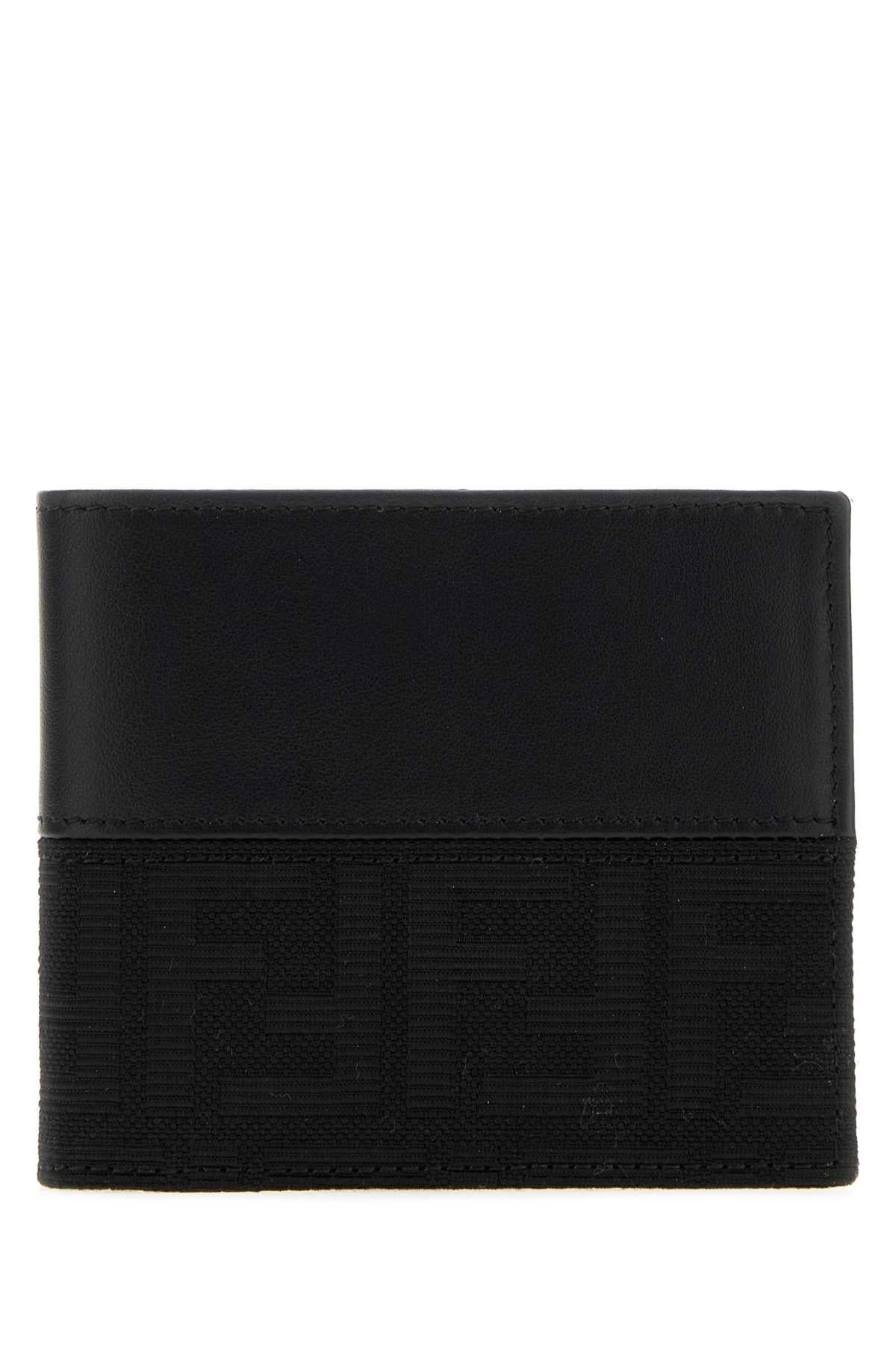 Fendi Men Black Jacquard And Leather Ff Wallet FENDI