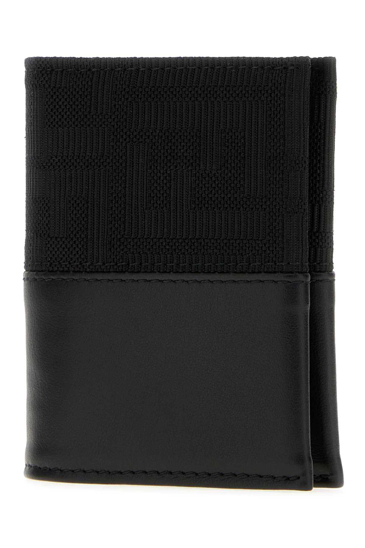 Fendi Men Black Jacquard And Leather Ff Card Holder FENDI