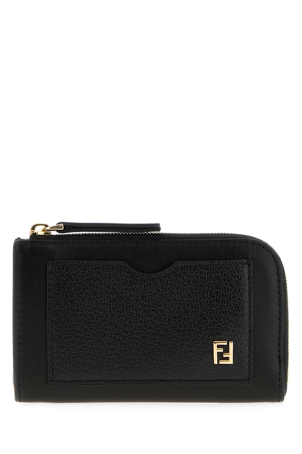 Fendi Women Black Leather Ff Card Holder FENDI