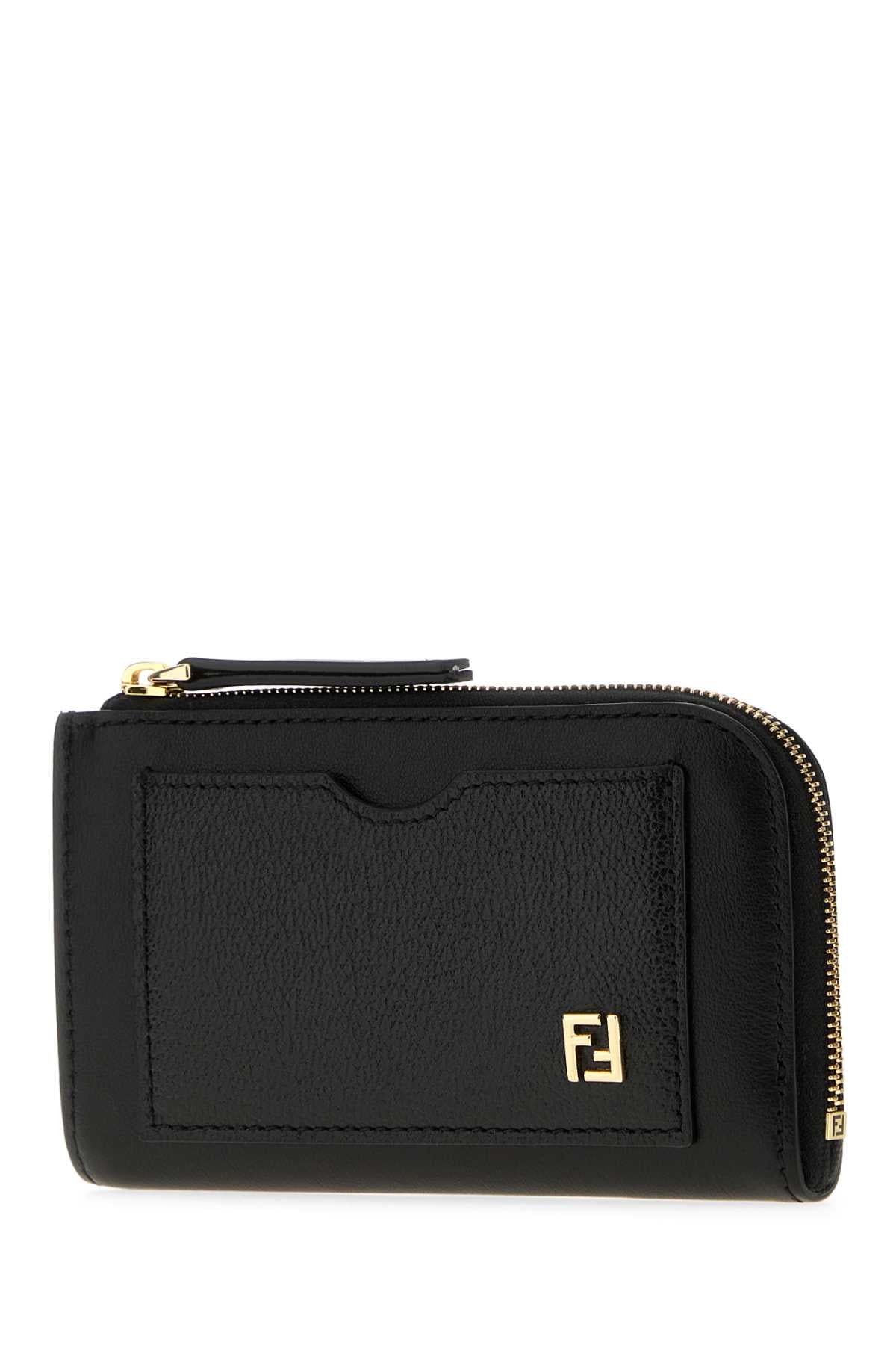 Fendi Women Black Leather Ff Card Holder FENDI