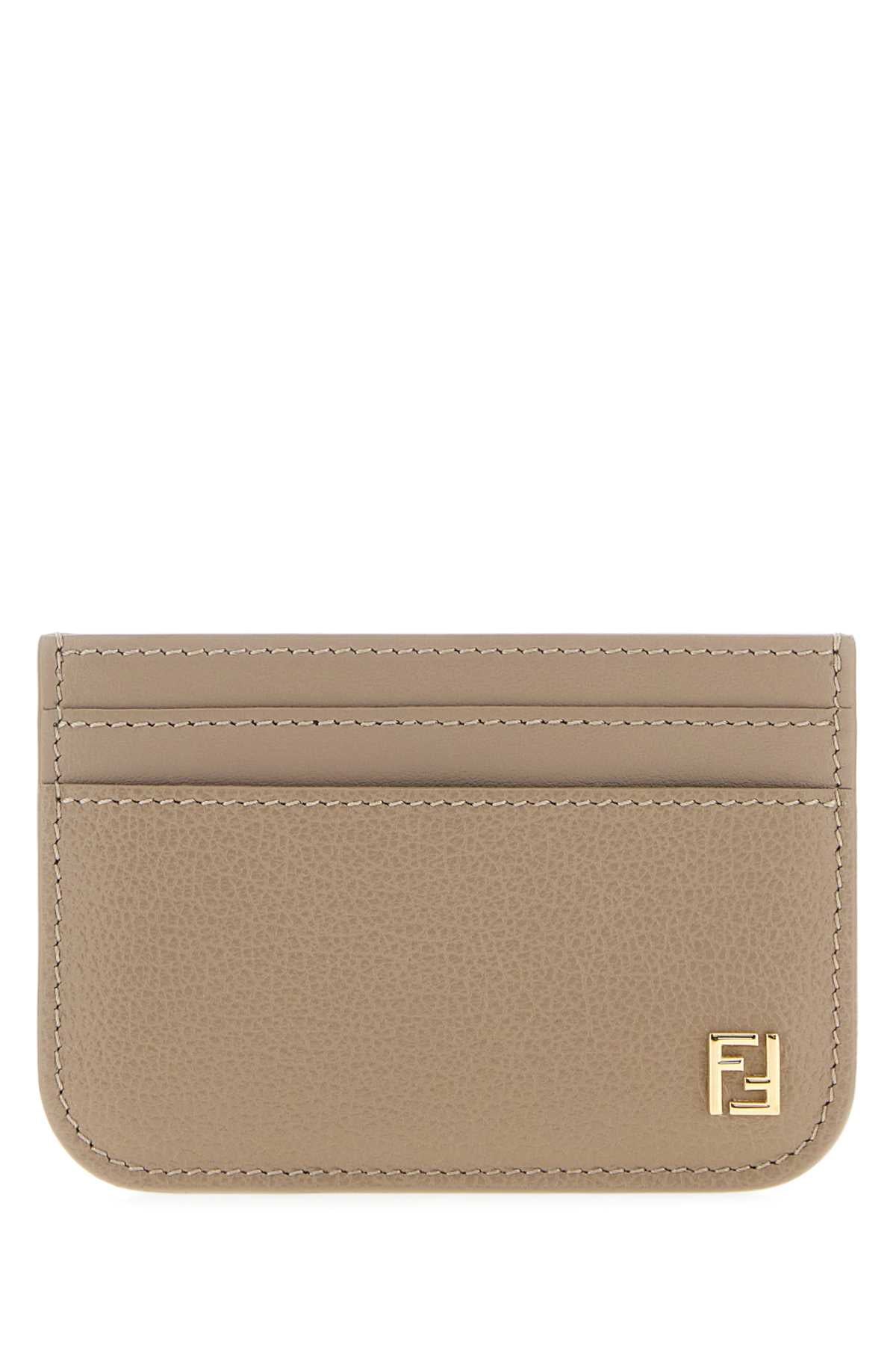 Fendi Women Dove Grey Leather Ff Card Holder FENDI