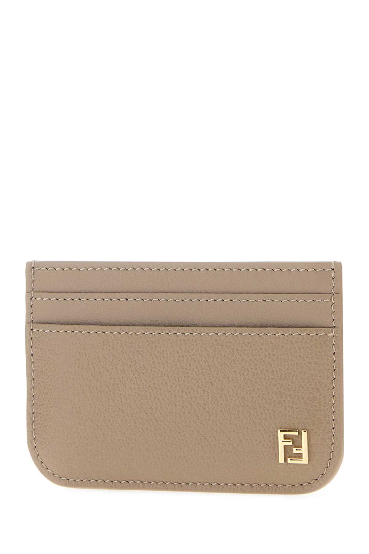 Fendi Women Dove Grey Leather Ff Card Holder FENDI